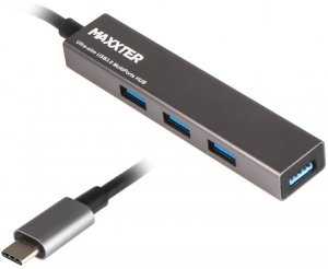 USB-хаб Maxxter USB Type-C 4хUSB3.0 Dark Grey (HU3C-4P-02)