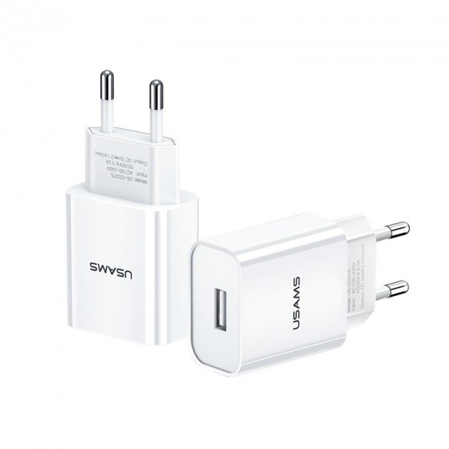 Зарядний пристрій Usams T18 single USB 2.1A White