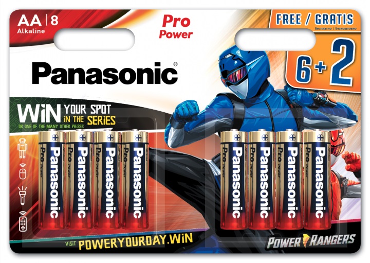 Батарейка Panasonic Pro POWER лужна AA блістер, 8 шт. Power Rangers (LR6XEG/8B2FPR)