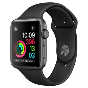 Смарт-часы Apple Watch Series 1 42mm Space Gray Aluminum Sport Band Black (140-210mm)(MP032) *