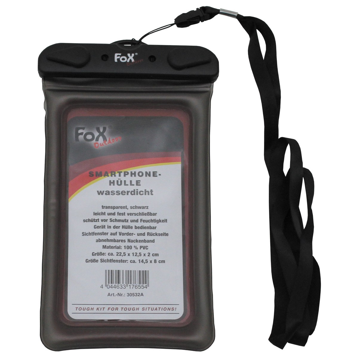 Водозахисна прозора гермоупаковка для смартфона 12,5х22,5 см чорна Fox Outdoor