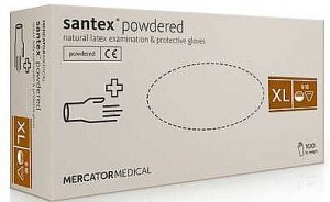 Перчатки латексные Mercator Medical Santex распыленный, размер XL (9-10), 50 пар.
