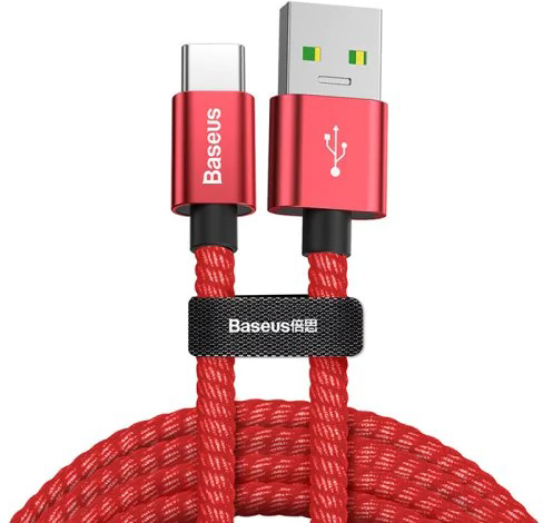 Кабель Baseus Double Fast Charging USB Cable For Type-C 5A 1m Red (CATKC-A09)