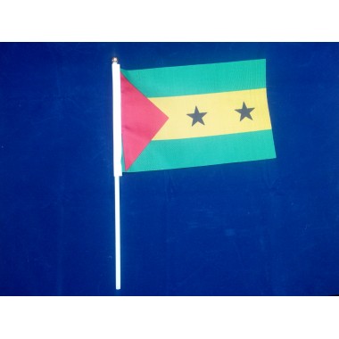 Прапорець Сан-Томе і Прінсіпі 14х21см на пластиковому флагштоку