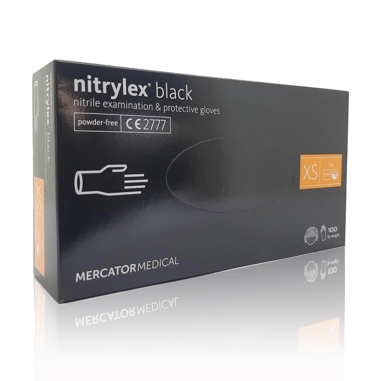 Рукавички нітрилові Nitrylex black, розмір XS (5-6), 50 пар.