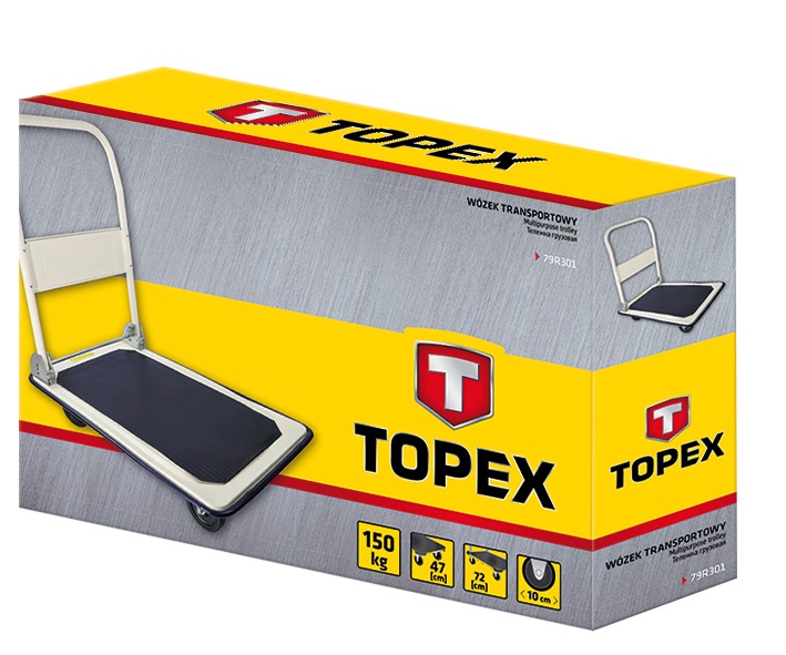 Вiзок вантажний Topex 79R301 до 150 кг, 72x47х82 см, 8,9 кг.