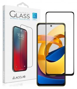 Защитное стекло ACCLAB Full Glue для Xiaomi Poco M4 Pro 5G (черное) Paper pack