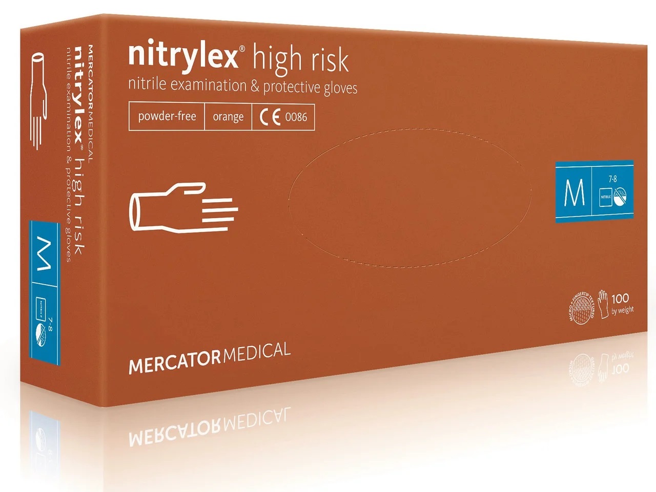 Перчатки нитриловые Nitrylex high risk, размер M (7-8), 50 пар