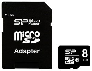 Карта памяти Silicon Power microSDHC card 8GB Class 10 adapter