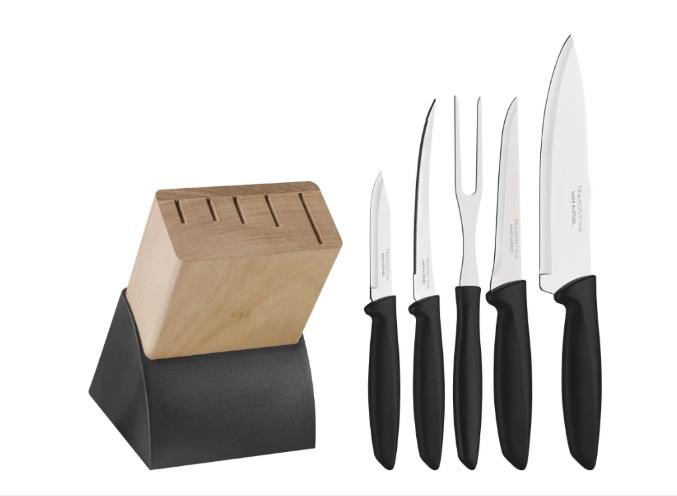 Набір ножів Tramontina PLENUS black 5 ножів + підставка (23498/028)