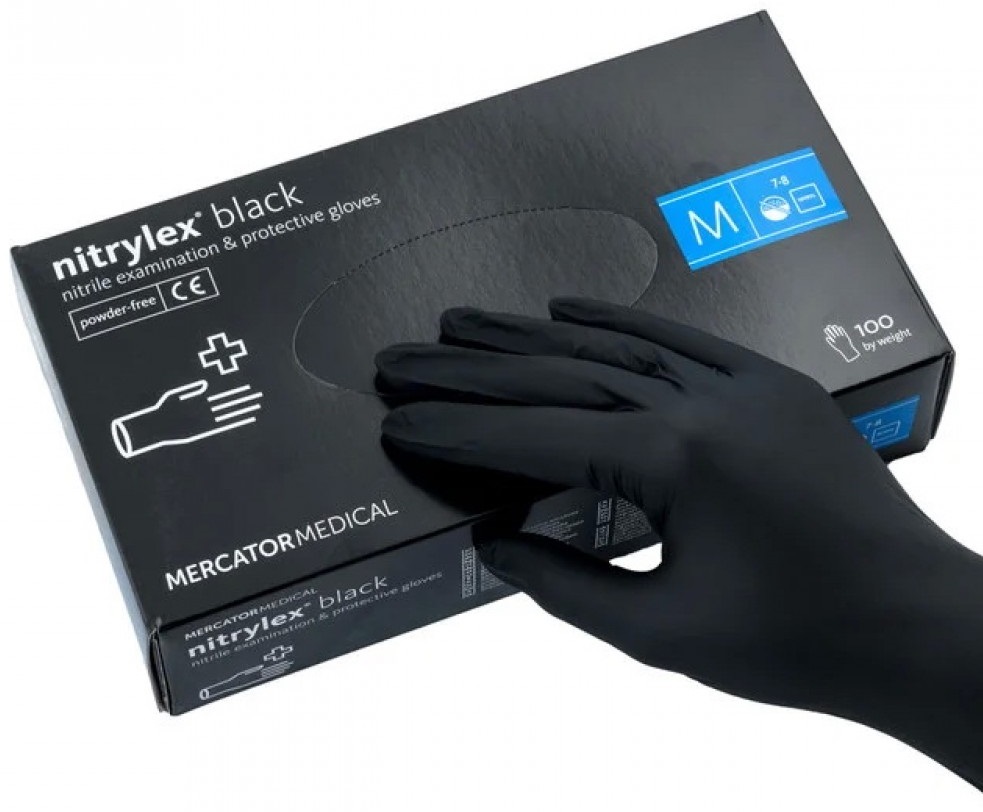 Перчатки нитриловые Nitrylex black, размер М (7-8), 50 пар.