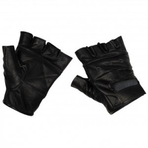 Перчатки без пальцев кожаные чёрные MFH (XL)