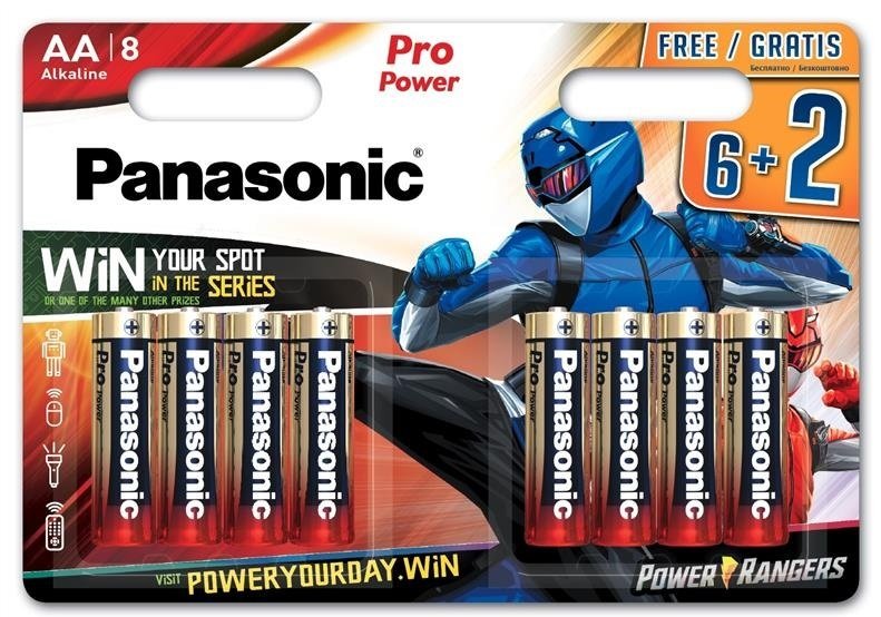 Батарейка Panasonic EVERYDAY POWER лужна AA BLI 8шт Power Rangers LR6XEG/8B2FPR