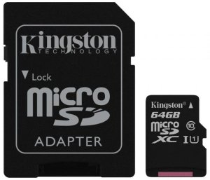 Карта памяти Kingston microSDXC 64Gb Canvas Select U1 (R80/W10)+ ad