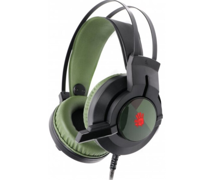 Навушники A4Tech Bloody J437 з мікрофоном, колір чорний+ зелений, підсвічування