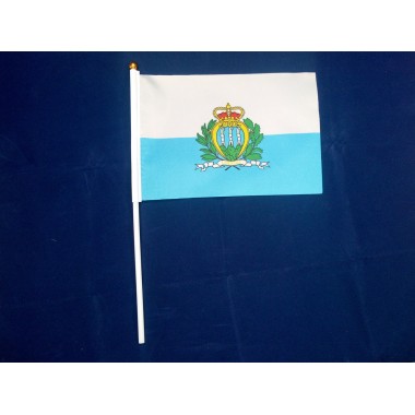 Прапорець Сан-Марино 14х21см на пластиковому флагштоку