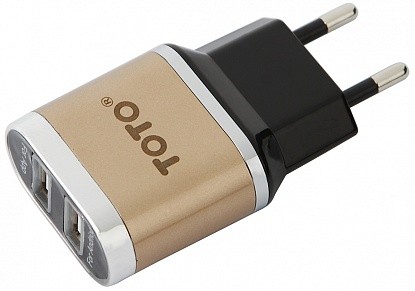 Зарядное устройство TOTO TZV-41 Led Travel charger 2USB 2,1 A Gold