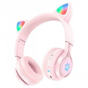 Наушники Bluetooth Hoco W39 CAT EAR Kids Pink