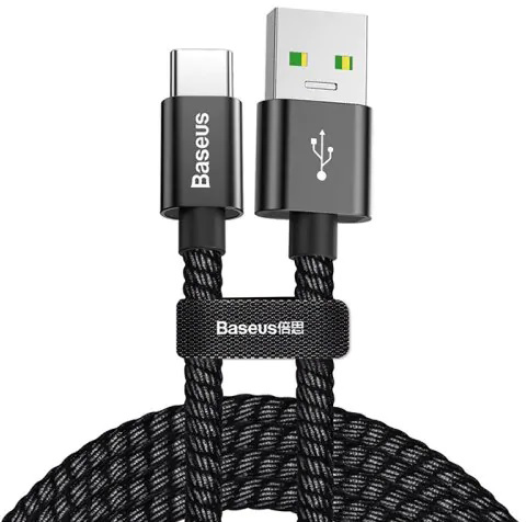 Кабель Baseus Double Fast Charging USB Cable For Type-C 5A 1m Black (CATKC-A01)