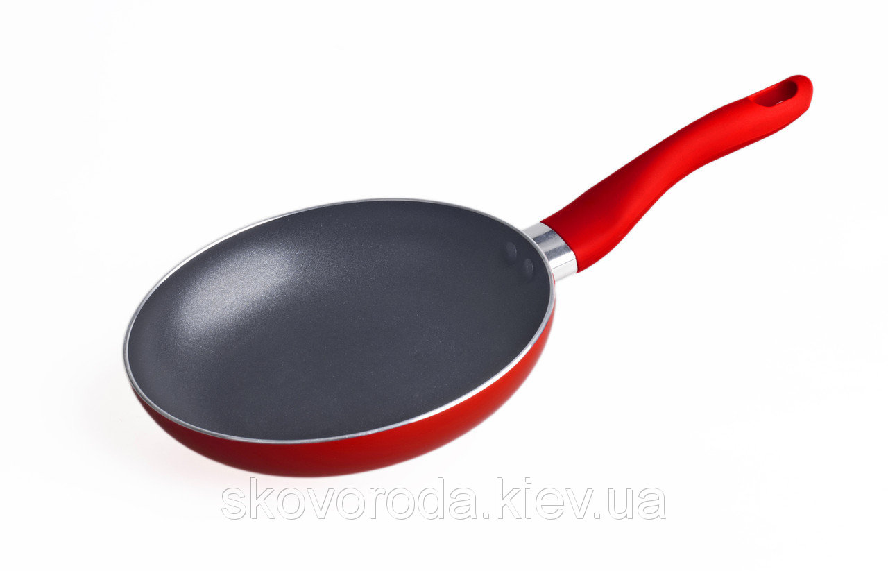 Сковорода Con Brio СВ-2614 красная, 26см, антипригарное покрытие, пласт. ручка, без крышки
