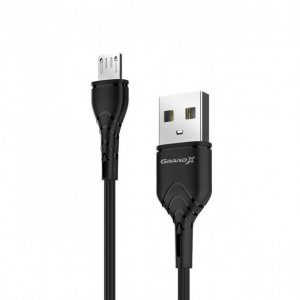 Кабель Grand-X USB-micro USB PM-03B 3A, 1m, CU, Fast Сһагде, Black, BOX
