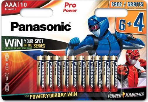 Батарейка Panasonic Pro POWER лужна AAA блістер, 10 шт. Power Rangers (LR03XEG/10B4FPR)