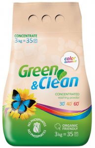 Бесфосфатный порошок Green&Clean для цветного белья, 3 кг (30 стирок)
