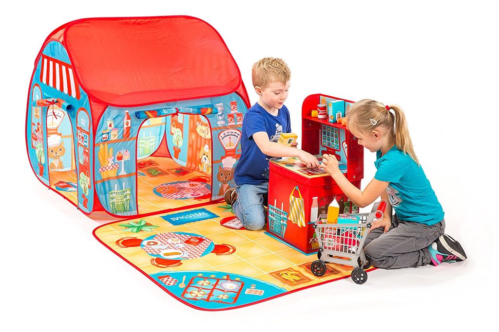 Ігрова палатка Pop-it-Up "Ресторан-Магазин" 90x90x90см із ігровим килимком 100х100см