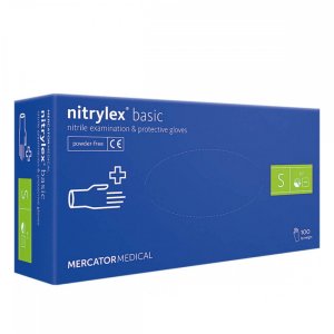 Перчатки нитриловые Nitrylex basic, размер S (6-7), 50 пар,dark blue