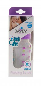 Бутылочка для кормления Bayby 250мл 0м+ фиолетовая