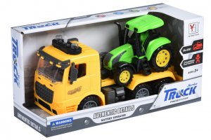 Машинка инерционная Same Toy Truck Тягач (желтый) с трактором со светом и звуком
