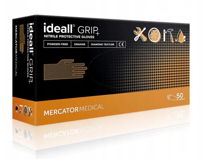Рукавички нітрилові Mercator Medical ideall Grip+, розмір M (7-8), 25 пар.