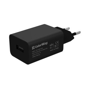 Зарядное устройство для ColorWay 1USB AUTO ID 2A (10W) черный (CW-CHS012-BK)