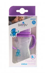 Бутылочка для кормления Bayby 240мл 6м+ фиолетовая