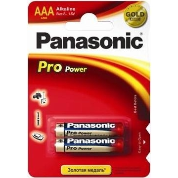 Батарейка Panasonic Pro POWER щелочная AAA блистер, 2 шт.(LR03XEG/2BP)