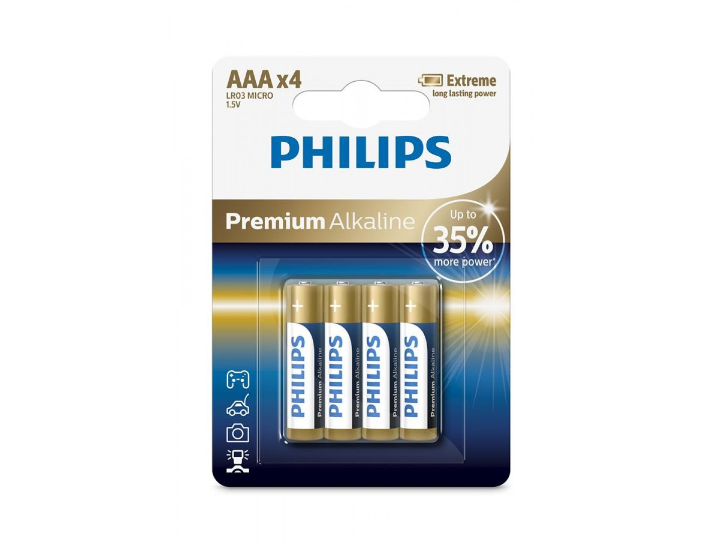 Батарейка Philips Premium Alkaline AAA BLI 4 (LR03M4B/10)