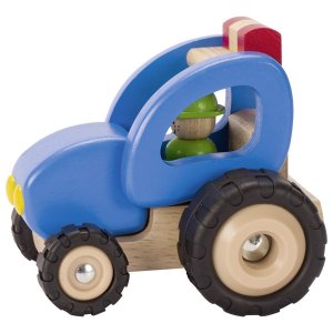Машинка деревянная Трактор goki (синий)