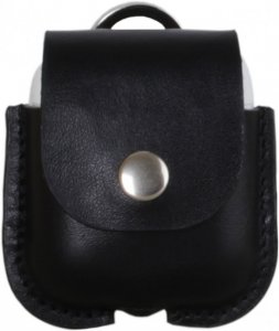 Чехол AirPods Leather Case Black Брелок