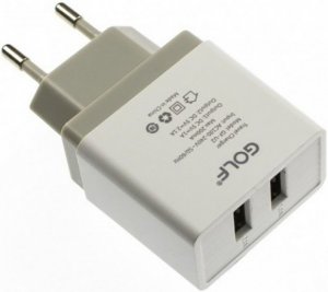 Зарядное устройство GOLF GF-U2 Travel charger+ Type-C cable 2USB 2.1 A White