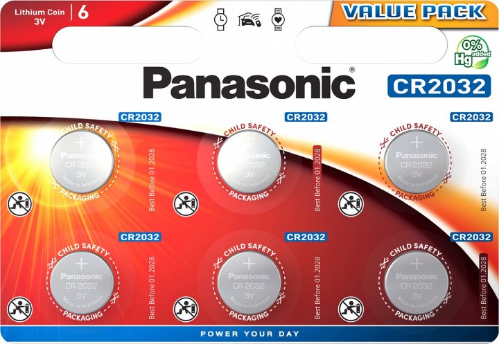 Батарейка Panasonic CR 2032 BLI 6 LITHIUM (CR-2032EL/6B)
