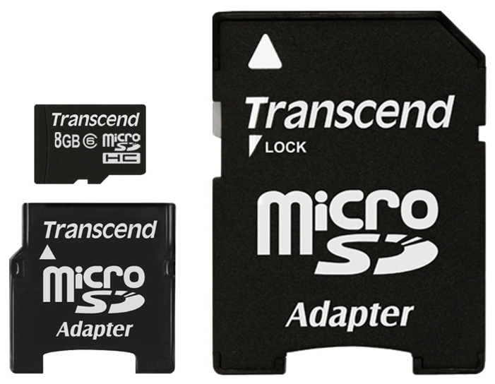 Карта памяти Transcend microSDHC card 8GB Class 6 SD adapter