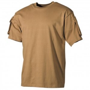 Тактическая футболка спецназа США, койот, с карманами на рукавах, х/б MFH (XXXL)