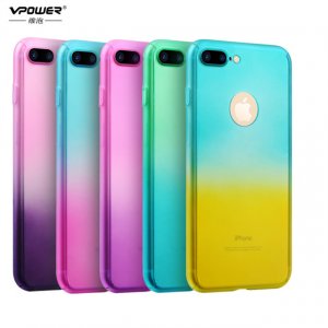 Накладка Vpower For iPhone 7 Front and Back Gradient Case Coque Pink Purple