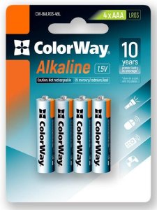 Батарейка СolorWay Alkaline Power щелочные AAA (4 шт) (CW-BALR03-4BL)