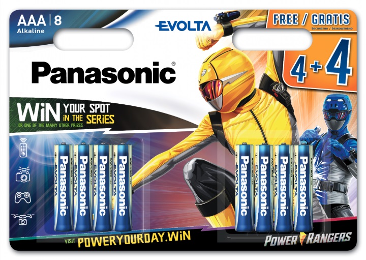 Батарейка Panasonic EVOLTA лужна AAA блистер  8шт Power Rangers LR03EGE/8B4FPR
