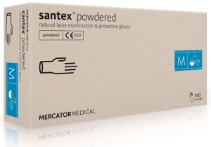 Перчатки латексные Mercator Medical Santex распыленный, размер M (7-8), 50 пар.