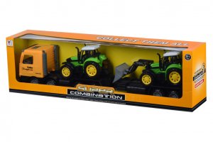 Машинка инерционная Same Toy Super Combination Тягач (желтый) с трактором и бульдозером