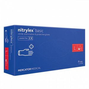 Перчатки нитриловые Nitrylex basic, размер L (8-9), 50 пар,dark blue