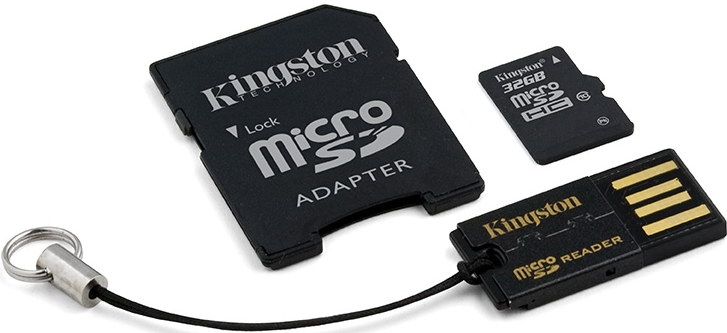 Карта памяти Kingston microSDHC 16GB Class 10 SD adapter USB reader
