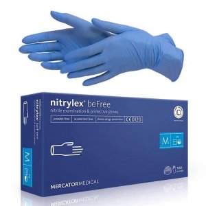 Перчатки нитриловые Nitrylex befree, размер M (7-8), 50 пар.blue